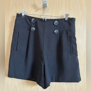 Anthropologie Sail Away Black High-Waisted Trouser Shorts